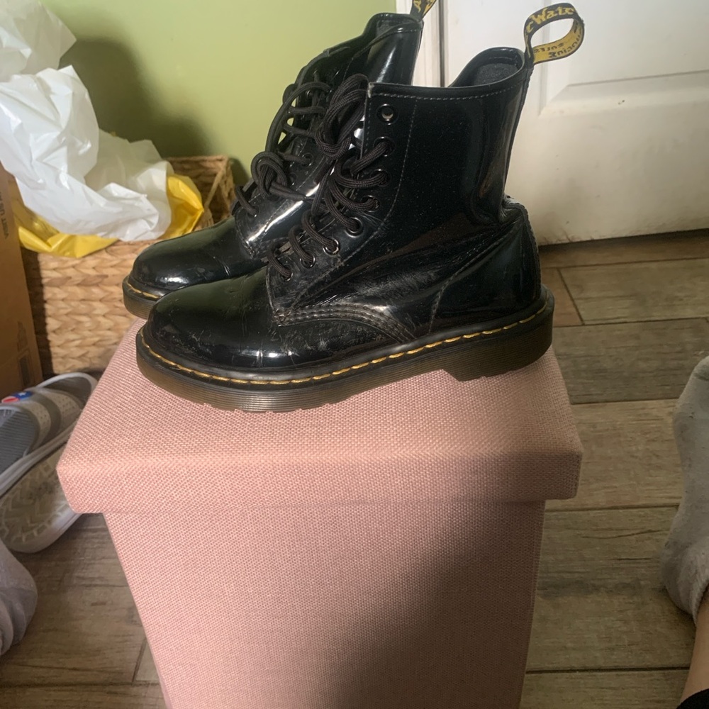 Dr. Martens Shiny Black Lace-Up Boots - Picture 5 of 5